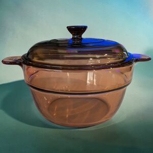 Visions Corning Ware Double Boiler Insert Bowl Pan and Lid V-20-B Amber Glass